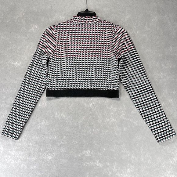 Fabletics Shirt Womens Large Houndstooth Seamless Crop Top Long Sleeve Mock Neck - Picture 5 of 10